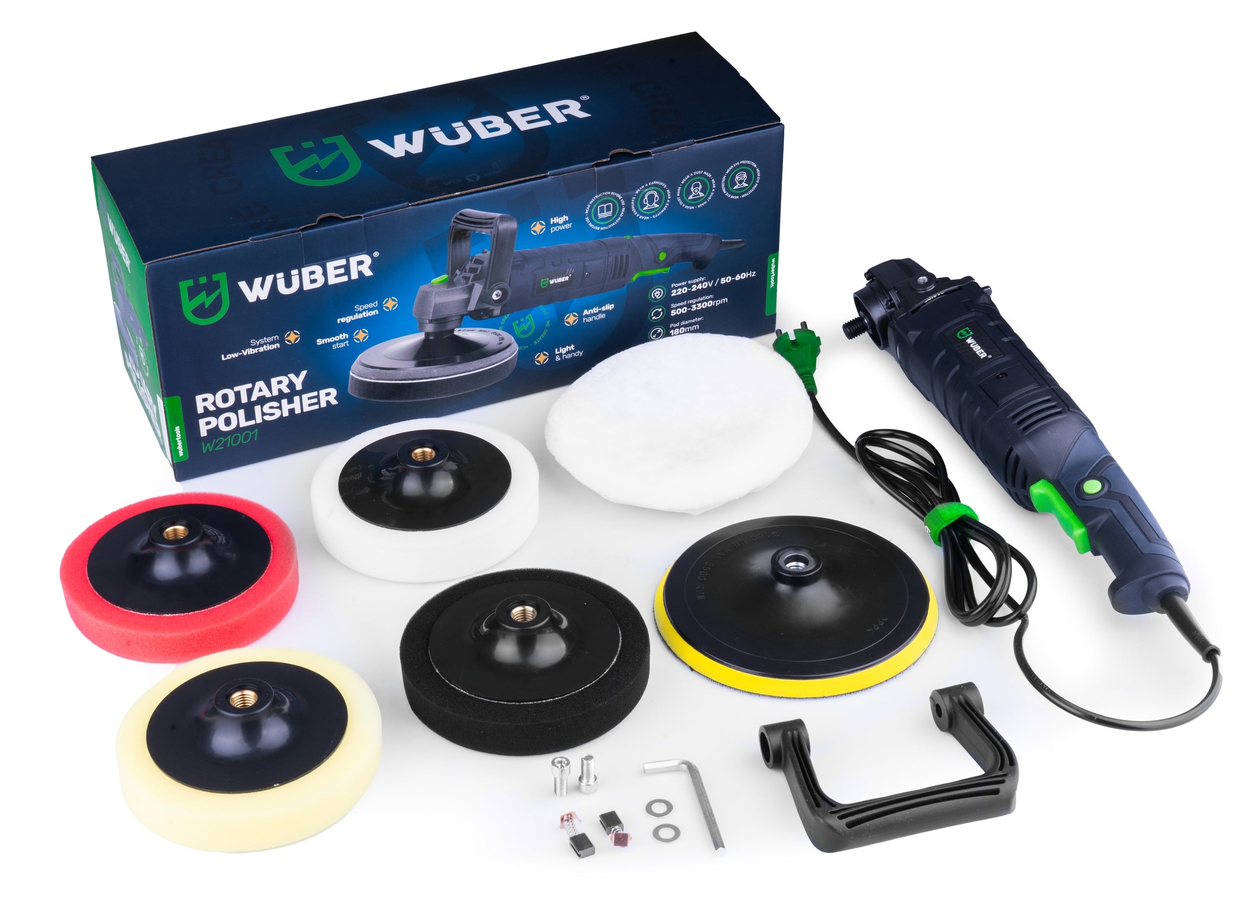 Polisseuse Rotative 2300 W – Réglage de vitesse + Kit de tampons et feutre