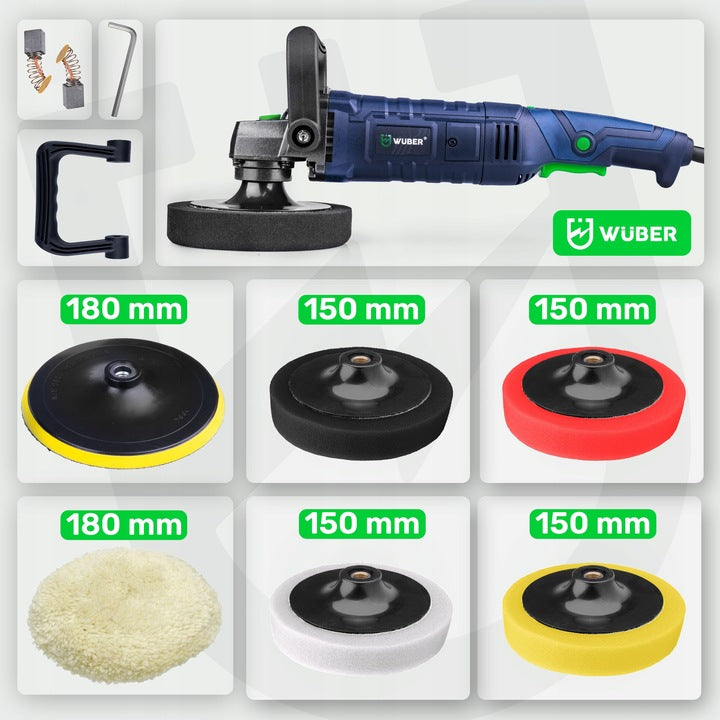 Polisseuse Rotative 2300 W – Réglage de vitesse + Kit de tampons et feutre
